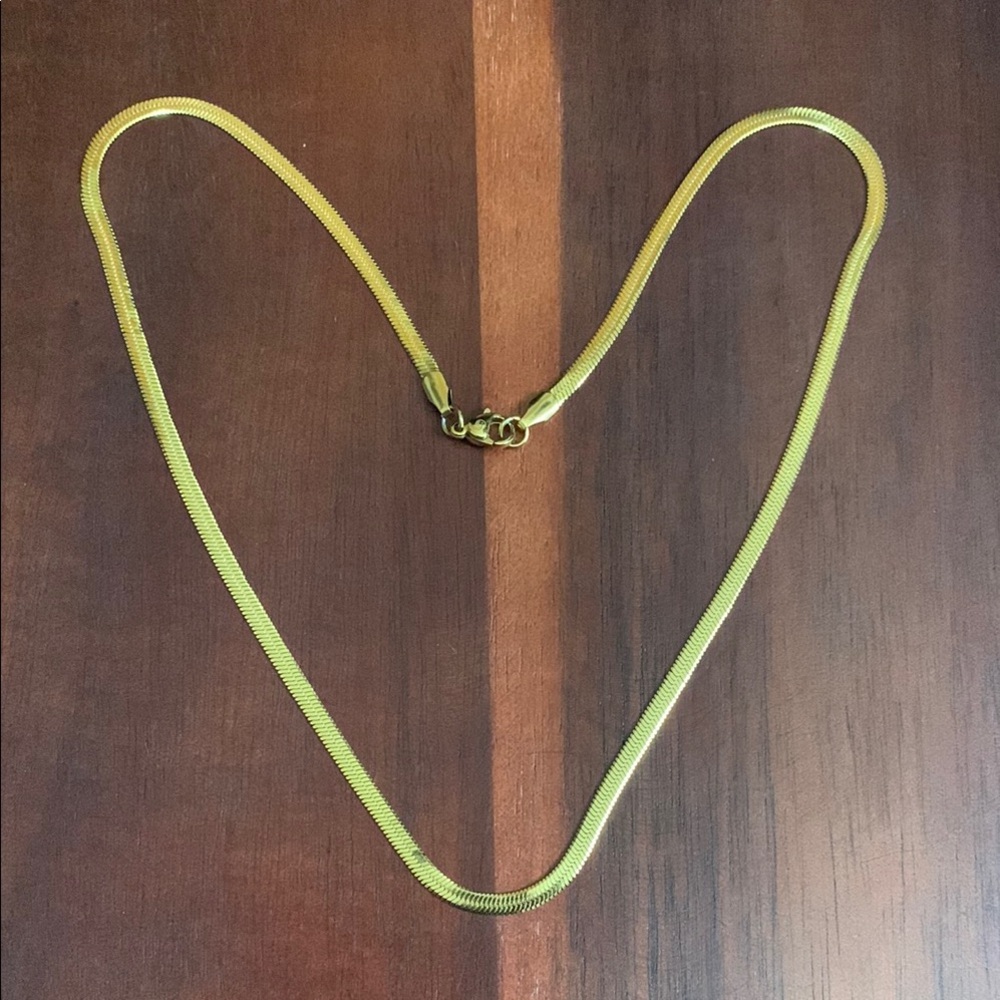 Evry 14K gold plated herringbone necklace
